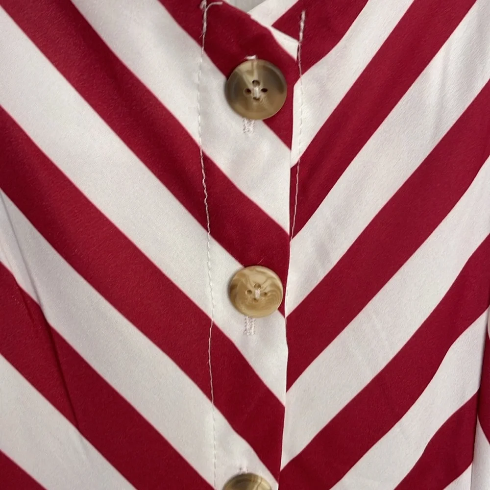 ZARA ZAFUL RED & WHITE STRIPE SPAGHETTI STRAP LONGER DRESS SIZE MEDIUM or 6